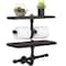 Black Wall Mounted Industrial Dual Toilet Paper Holder with Storage Shelf